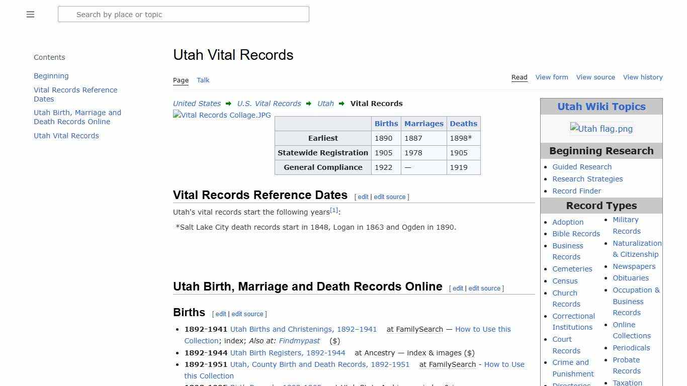 Utah Vital Records • FamilySearch