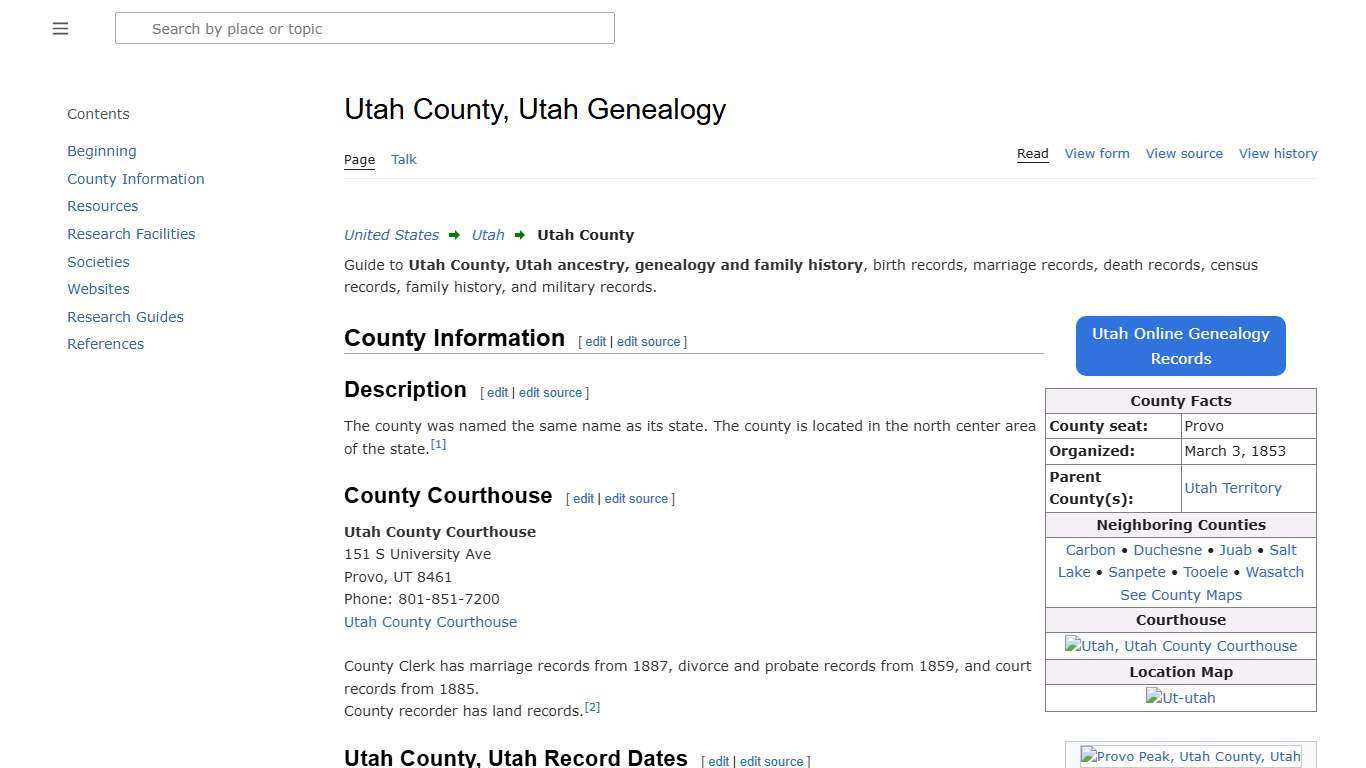 Utah County, Utah Genealogy • FamilySearch